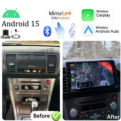 For Subaru Legacy Outback 2003-2009 Android 15 Carplay Car Radio Stereo CAM 64GB Foto 1 de 4