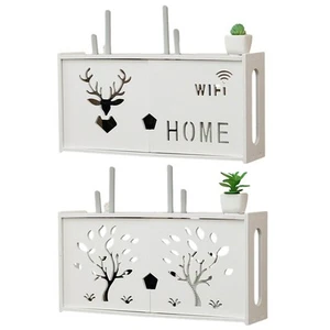 Large Wireless Router Rack Living Room Wall-Mounted WiFi Storage Box Decoration - Picture 1 of 17