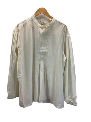 NEW J. Peterman Mens Shirt sz XL Pleated Ivory Poets Sleeve pioneer reenactment - Image 1 of 4