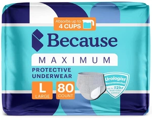 Because Maximum Incontinence Underwear for Men, L, 80 Count, Grey - Bild 1 von 10