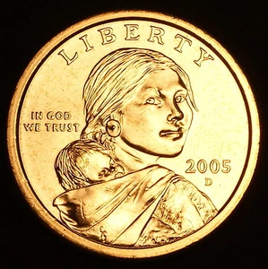 2005 D Sacagawea Dollar ~ With Eagle in Flight Reverse ~ BU from U.S. Mint Roll - Picture 1 of 2