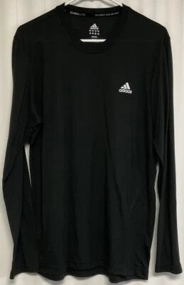 Adidas Climalite Long Sleeve Athletic Shirt Men’s Large Black.   8783 - Image 1 of 3