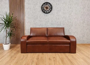 Echtleder 2,5 er Sofa Oslo FS mit Schlaffunktion Couch Echt Leder Ledersofa - Bild 1 von 11