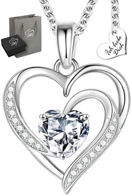 925 Silber Herzkette Kette Herz Halskette Geschenk für Frauen Damen Freundin - Bild 1 von 4