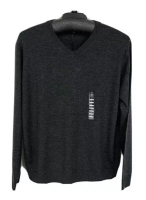 Suéter Hart Schaffner Marx Hombres Grande Lana Merino Hilo Biella Gris Suave Nuevo $89 Foto 1 de 4