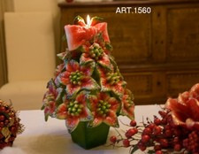 CANDELA ARTISTICA NATALIZIA A FORMA DI ABETE CON VASETTO cm 36x25 Made in Italy