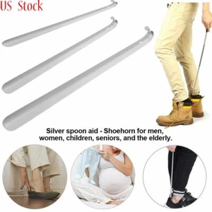6"-21" Stainless Steel Extra Long Handle Shoe Horn Handled Metal Shoehorn Horns - Picture 1 of 14
