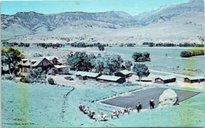 Cartolina WY anni 60 volante L Skytel Ranch Cody veduta aerea equitazione SBIADITA - Foto 1 di 2