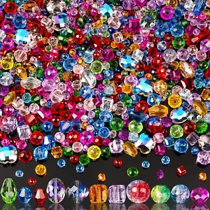 636pcs Glass Beads for Jewelry Making - Colorful Rainbow Craft Crystal Beads wit - Picture 1 of 9