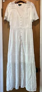 VICI COLLECTION Maxi Vestido Manga Acampanada Mezcla de Poli Blanco Talla Pequeña - Imagen 1 de 11