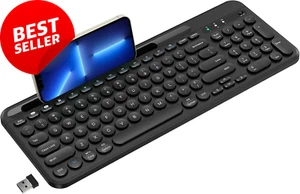 Bluetooth Wireless Keyboard Dual Mode BT 5.1+2.4G Silent for PC Laptop Mac - Picture 1 of 12