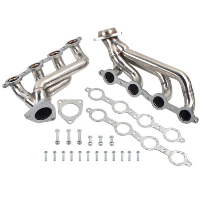 Shorty Headers For Chevy GMC 2002-2013 Trucks SUV 4.8L 5.3L 6.0L 6.2L T304 SS - Image 1 of 4