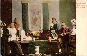 HONG KONG, CHINA - OPIUM DEN FIENDS BUSY AT WORK - UNDIVIDED BACK POSTCARD - Picture 1 of 2