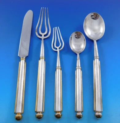 Juego de cubiertos Vuillermet Aines of Lyon Francia plateados con acento dorado 40 piezas Foto 1 de 4