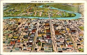 Postal de colección vista aérea paisaje urbano de Dayton Ohio OH c.1915-1930 W188 - Imagen 1 de 2