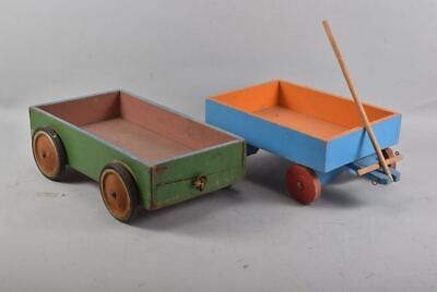 L14m20- 2x Alter Spielzeug Holz Anhänger, 1x Gemarkt C. Renz • 9.99€