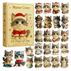 Divertido calendario de Adviento Maine Coon 2025 24 días calendario de cuenta regresiva de vacaciones - Imagen 1 de 12