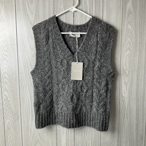 NWT Everlane Alpaca Wool Blend Cloud V-Neck Cable-Knit Sweater Vest XS - PREPPY - Picture 1 of 13