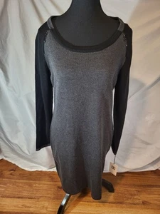 Ivanka Trump Large Dark Gray Knit Sweater Dress Long Sleeve NWT - Picture 1 of 7