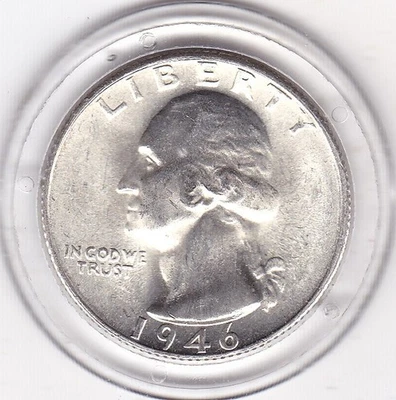 Very  Sharp  1946  S   Washington   Quarter  (90% Silver)  Coin - Image 1 of 2