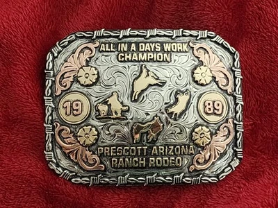 Rodeo☆1989☆X~Treme☆PRESCOTT ARIZONA☆All Around Champion Trophy Hebilla☆Raro☆625 Foto 1 de 4