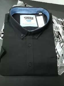 Camisa de manga corta D555 para hombre con cuello Oxford ropa informal con botones 4 XL negra - Imagen 1 de 3