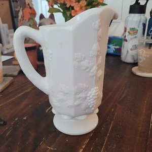 Westmoreland Paneled Grape Milk Glass Pitcher - Picture 1 of 5