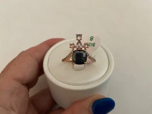 Bomb Party Ring Share the Love  Black Ice Crystal Black Onyx Rose Gold Size 8 - Picture 1 of 4