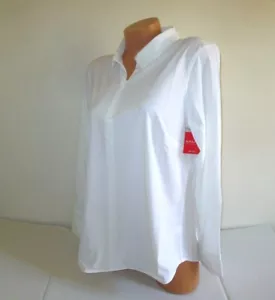 SPANX Sunshine Long Sleeve Top Blouse Size XL White Zip Collar Smooth $98 UPF 50 - Picture 1 of 12