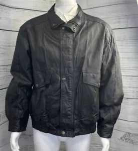 Chaqueta Bomber De Colección Contemporary Expressions Cuero Negra Para Hombre XL 1990 - Imagen 1 de 18