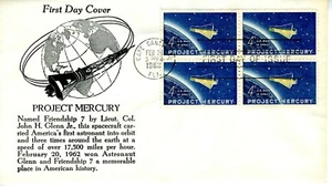 US FDC #1193 Project Mercury 4¢ Block of 4 Cachet SPACE NASA 1960 John Glenn - Picture 1 of 2