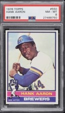 1976 Topps #550 Hank Aaron PSA 8 NM-MT HOF Milwaukee Brewers Home Run 👑