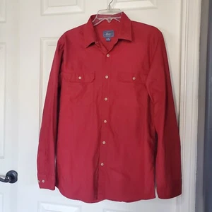 G H Bass Shirt Jacket Maroon Dual Pocket Wicking Long Sleeve Button Up Denim - Picture 1 of 8