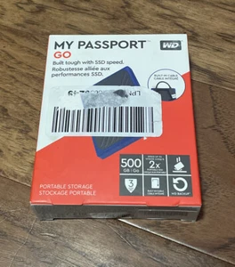 WD 500GB My Passport Go Cobalt SSD Portable External Storage - WDBY9Y5000ABT NEW - Picture 1 of 3