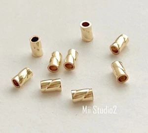 50pcs 14k Gold Filled 3x2mm Twisted Crimp bead Tube Spacer F59g - Imagen 1 de 2