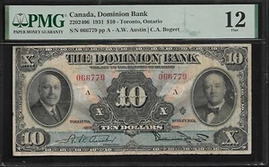 Canada $ 10 1931 PMG 12 P#2202406 Dominion Bank Toronto, Ontario - Picture 1 of 4