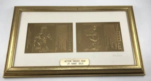 Hoja de prueba vintage enmarcada Babe Ruth & Lou Gehrig llena de acción como nueva de oro de 24 quilates - Imagen 1 de 4