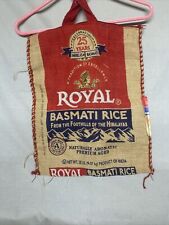 Royal Basmati Rice Sack Bag Large Burlap Jute Zipper top Handle Purse Tote empty
