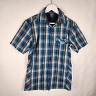 Rab Onsight Shirt Mens Small Blue Check Plaid Point Casual Short Sleeve Outdoor