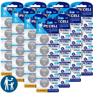 New 50 Pcs PKCELL CR2450 CR 2450 DL2450 3V Cell Coin Battery US - Picture 1 of 8