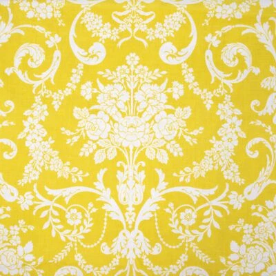 Anna Beatrice Cotton Quilting Fabric BTHY Yellow White Floral Rose Damask - Image 1 of 3