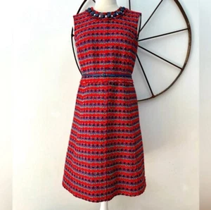 Marc Jacobs rot Perlen Tweed Fransen Etuikleid 2 $ 498 - Bild 1 von 12
