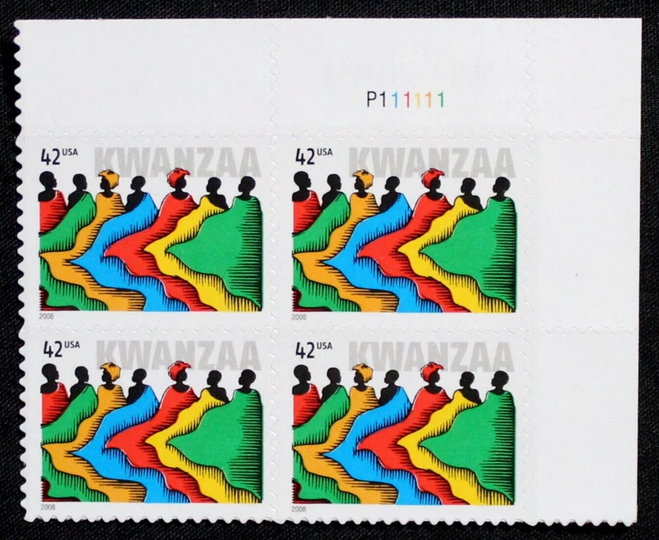 US Plate Blocks Stamps #4373 ~ 2008 Kwanzaa 42c MH SA RL58 - Image 1 of 1