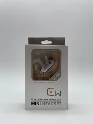 CW Mini Bluetooth Headset BT-516, Silver, Easy Pairing, Single Ear Piece  - NEW - Image 1 of 4