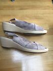 Footglove Sandels Size 6 Leather Slingback Wedge Mid Heel Excellent Condition