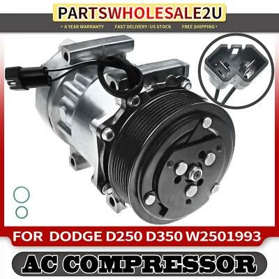 AC Compressor w/ Clutch for Dodge D250 D350 W250 W350 1990-1993 L6 5.9L 56004657 - Image 1 of 4