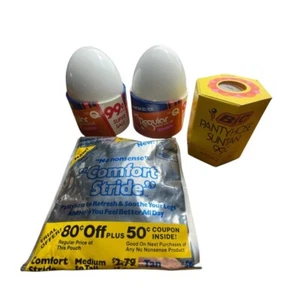 4x Vintage Pairs L'eggs Leggs Bic Comfort Stride Pantyhose Suntan + Tan 1980s - Picture 1 of 3