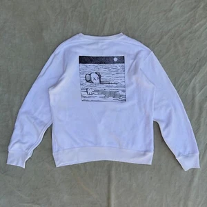 Uniqlo KAWS Sweatshirt Jumper Kids 150cm Tall Women XS White Cotton Art Graffiti - Picture 1 of 16
