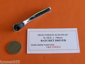 MICRO SLIM HEAD RATCHET WRENCH 1/4" HEX DRIVE x 100mm Lg T&E TOOLS - Picture 1 of 4