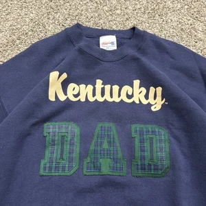 Vintage 80s 90s Kentucky Dad Crewneck Sweatshirt Mens L Famous Sportswear Plaid - Picture 1 of 4